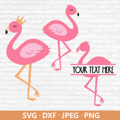 Flamingo Svg Bundle, Flamingo Clipart, Cute Animal Split monogram PNG, Pink Flamingo Vector Files, Flamingo Cutting Files Digital Download