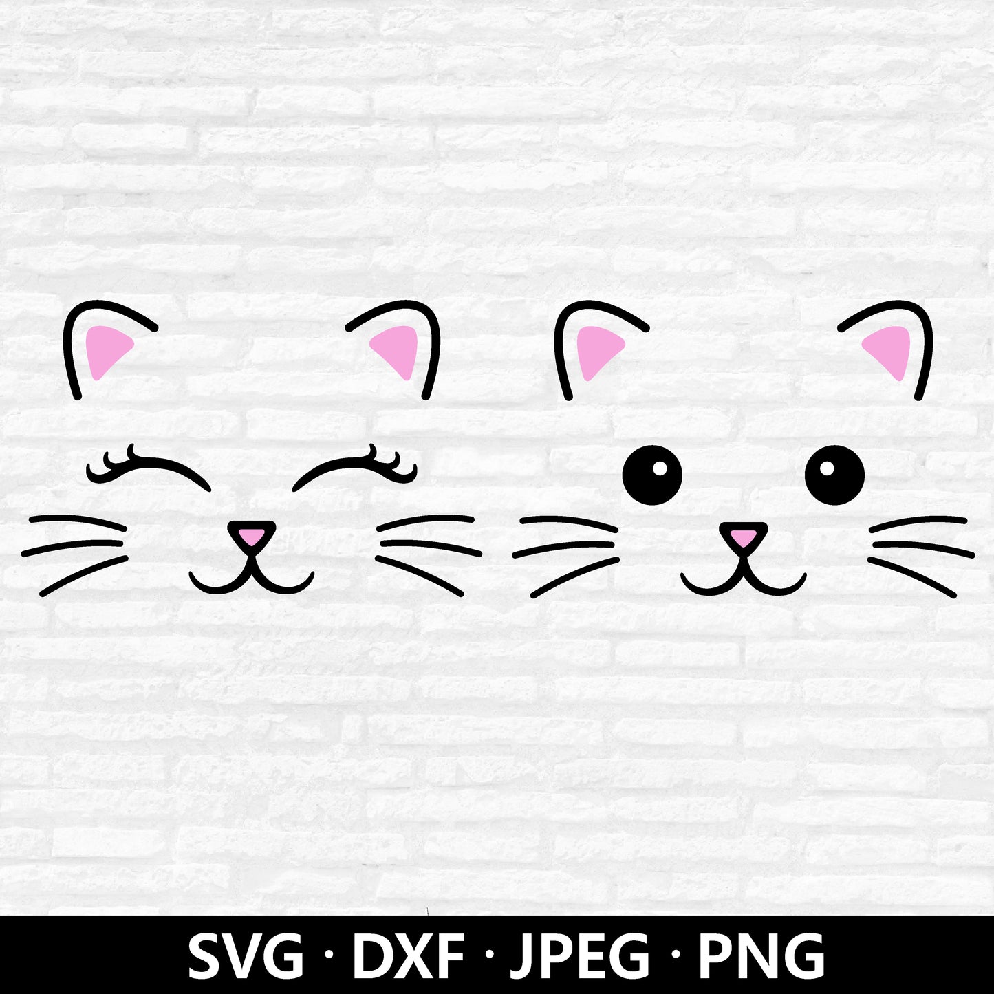 Cat Face SVG, Kitten clipart, Cute Cat Eyelashes, Baby shower svg, Kawaii Birthday Girl Shirt, Cute Animal Face cut files Digital Download