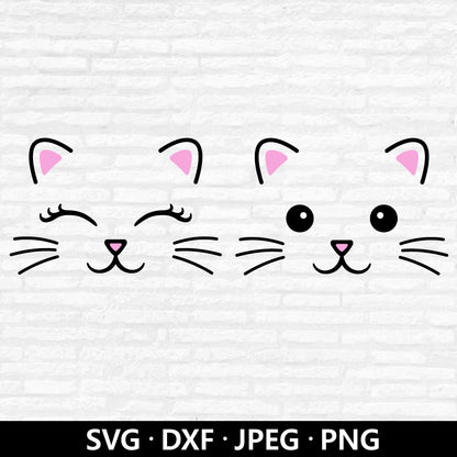 Cat Face SVG, Kitten clipart, Cute Cat Eyelashes, Baby shower svg, Kawaii Birthday Girl Shirt, Cute Animal Face cut files Digital Download