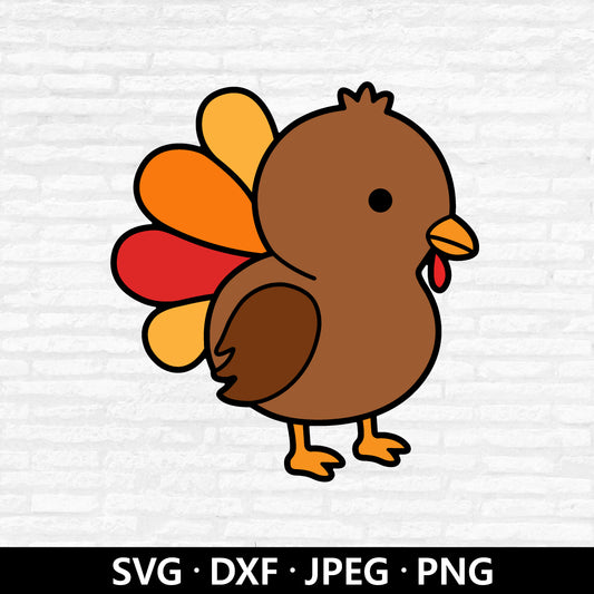 Cute Turkey SVG, Thanksgiving Turkey Vector, Baby Turkey Clipart, Cute Animal Cut file, Thanksgiving Day Cutting files Digital Download
