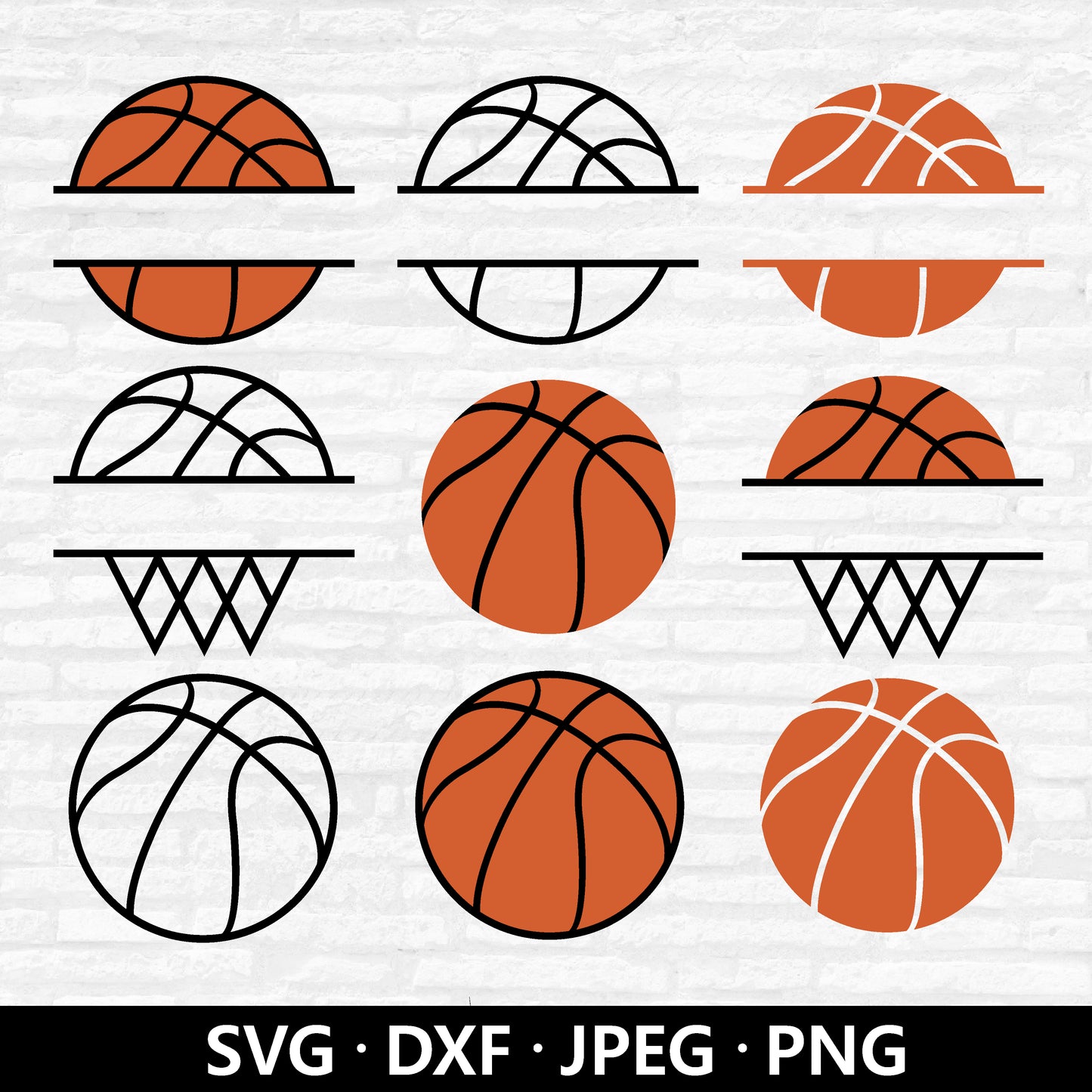 Basketball Svg Bundle, Basketball Split Monogram Vector, Basketball Name Frame Clipart, Sports SVG, Basketball Cut Files Digital Download