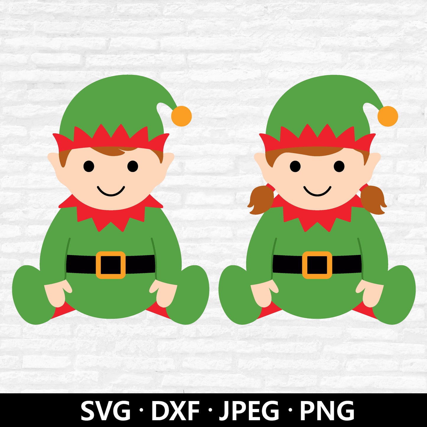 Cute Elves SVG, Christmas elf Vector, Elf Boy Christmas Ornament Clipart, Holiday Xmas Christmas elf girl cut files Digital Download