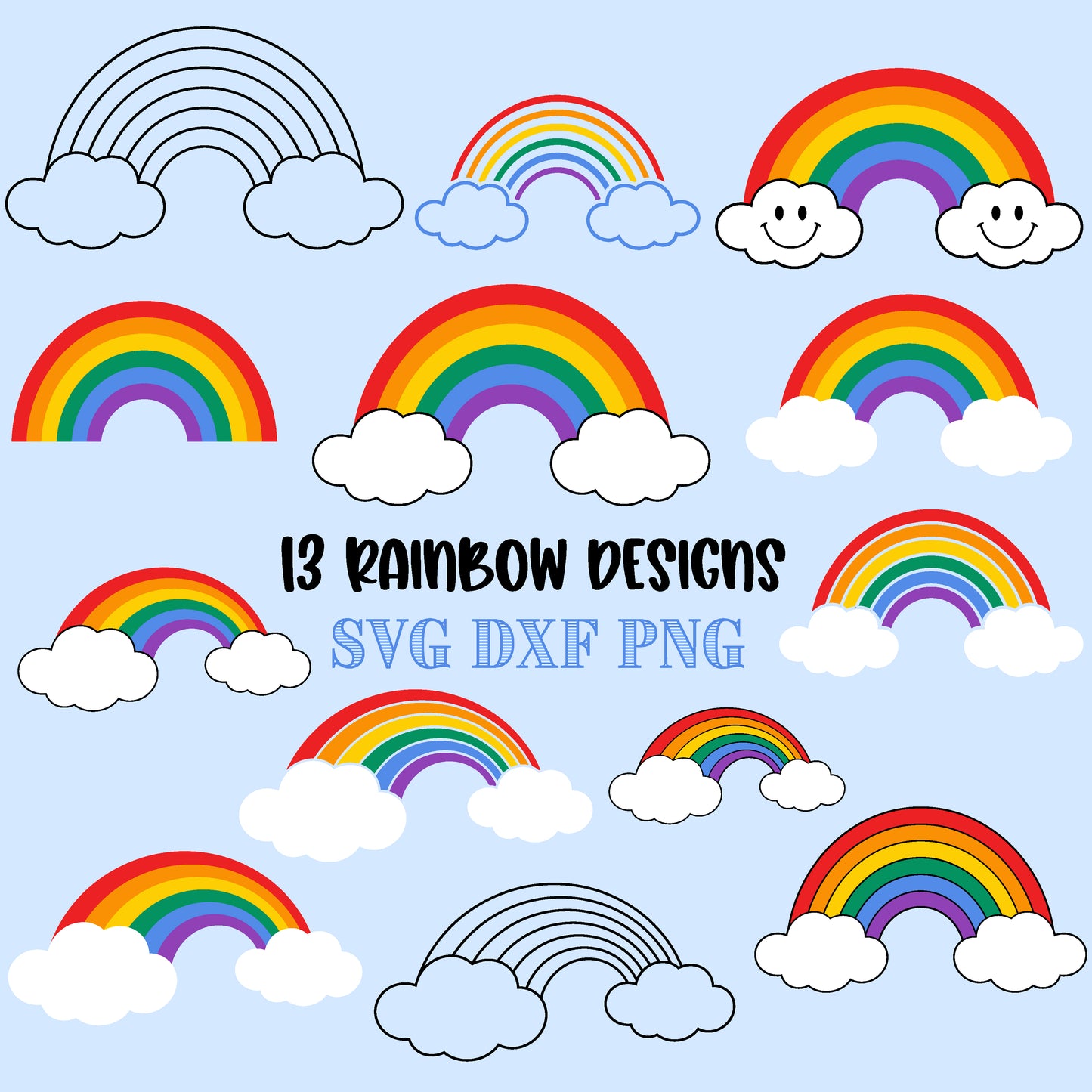 Rainbow SVG, Rainbow Cut files, Rainbow Svg Bundle, Rainbow PNG, Rainbow clipart, Rainbow DXF, Rainbow cutting files Digital Download