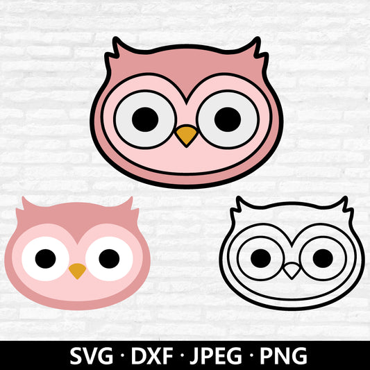 Owl Face SVG, Cute Owl SVG, Cute Animal Face Shirt, Owl Outline Dxf, Owl Clipart, Baby Shower Girl Png, Owl Cut files Digital Download