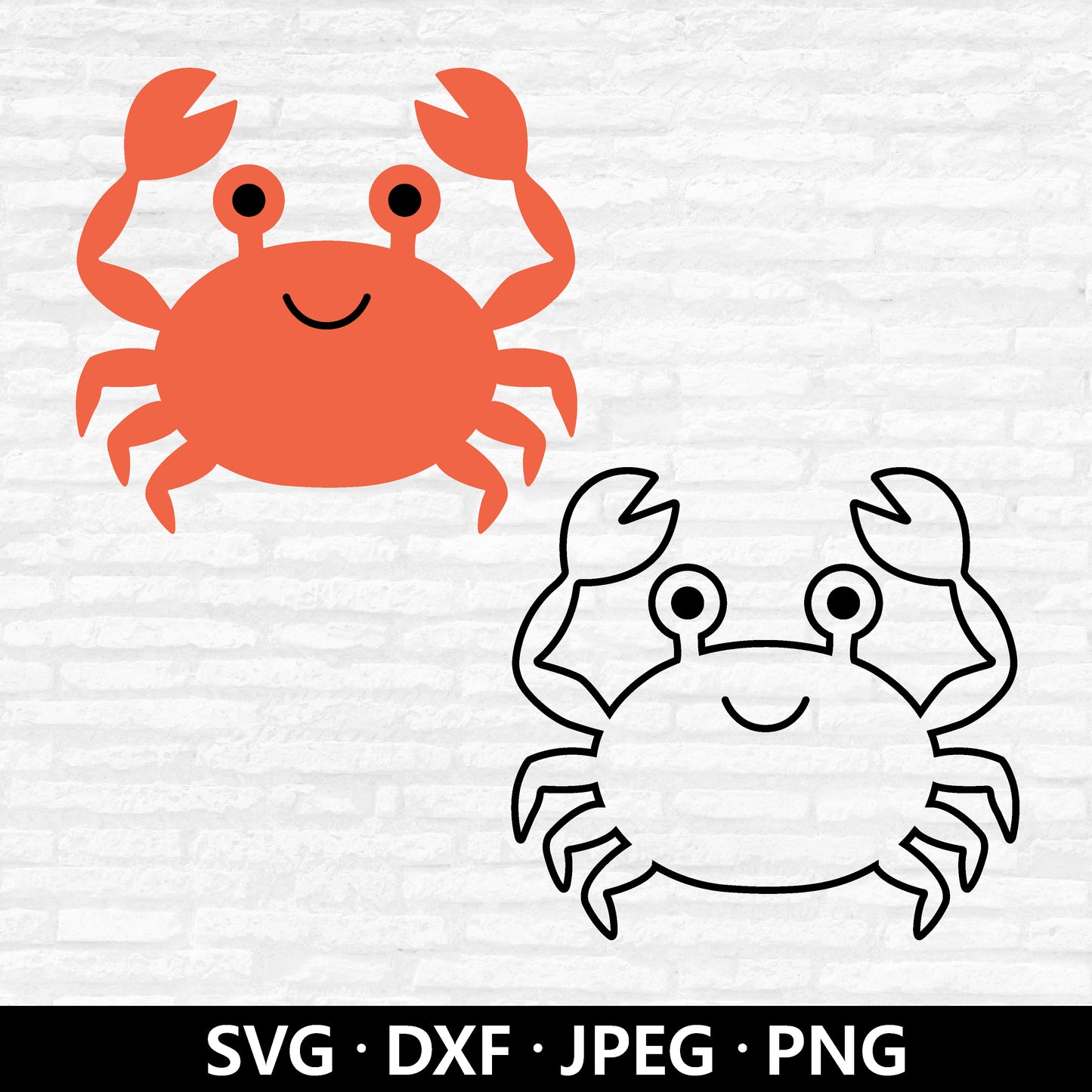 Cute Crab SVG, Sea Animals DXF. Crab Clipart, Baby Shower Shirt, Crab Outline Vector, Ocean Marine Beach Animal Cut files Digital Download