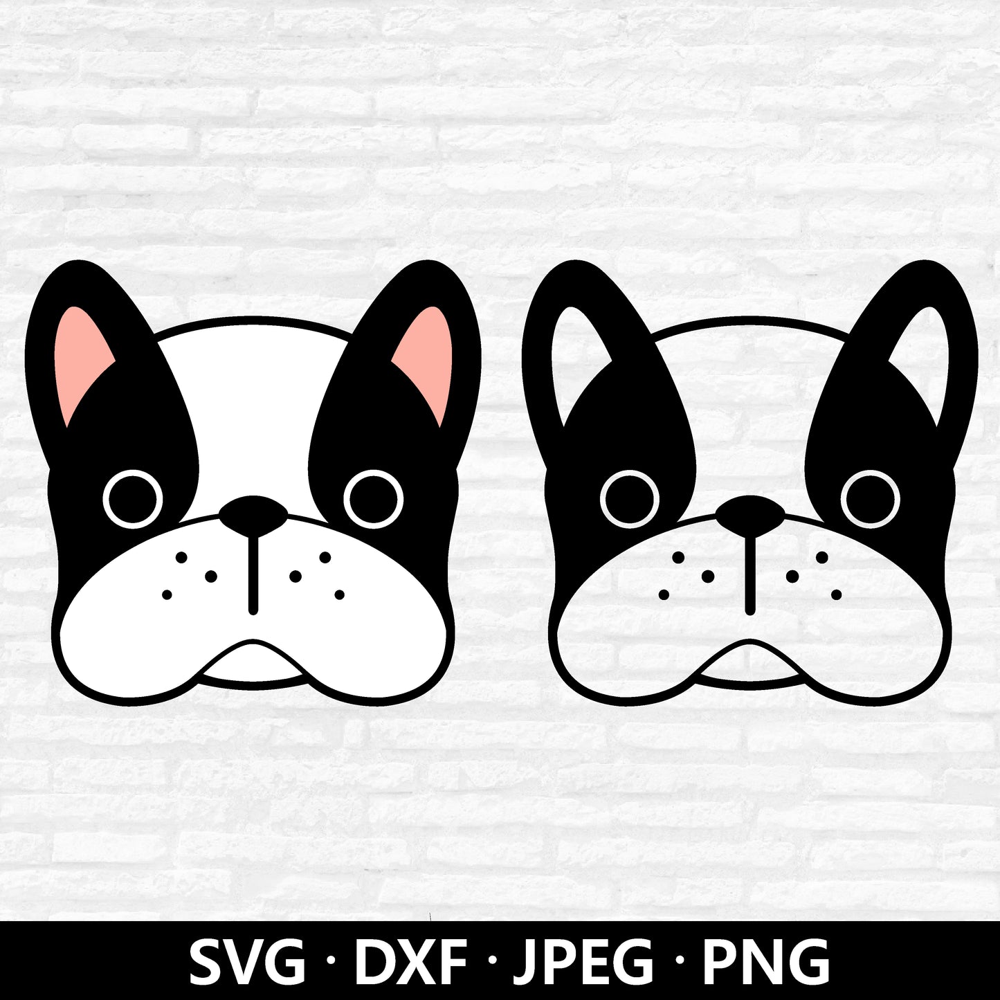 French Bulldog Face SVG, Frenchie dog Vector, Cute Dog Clipart, French Bulldog Dxf, Bulldog PNG, Dog Face Cut files Digital Download