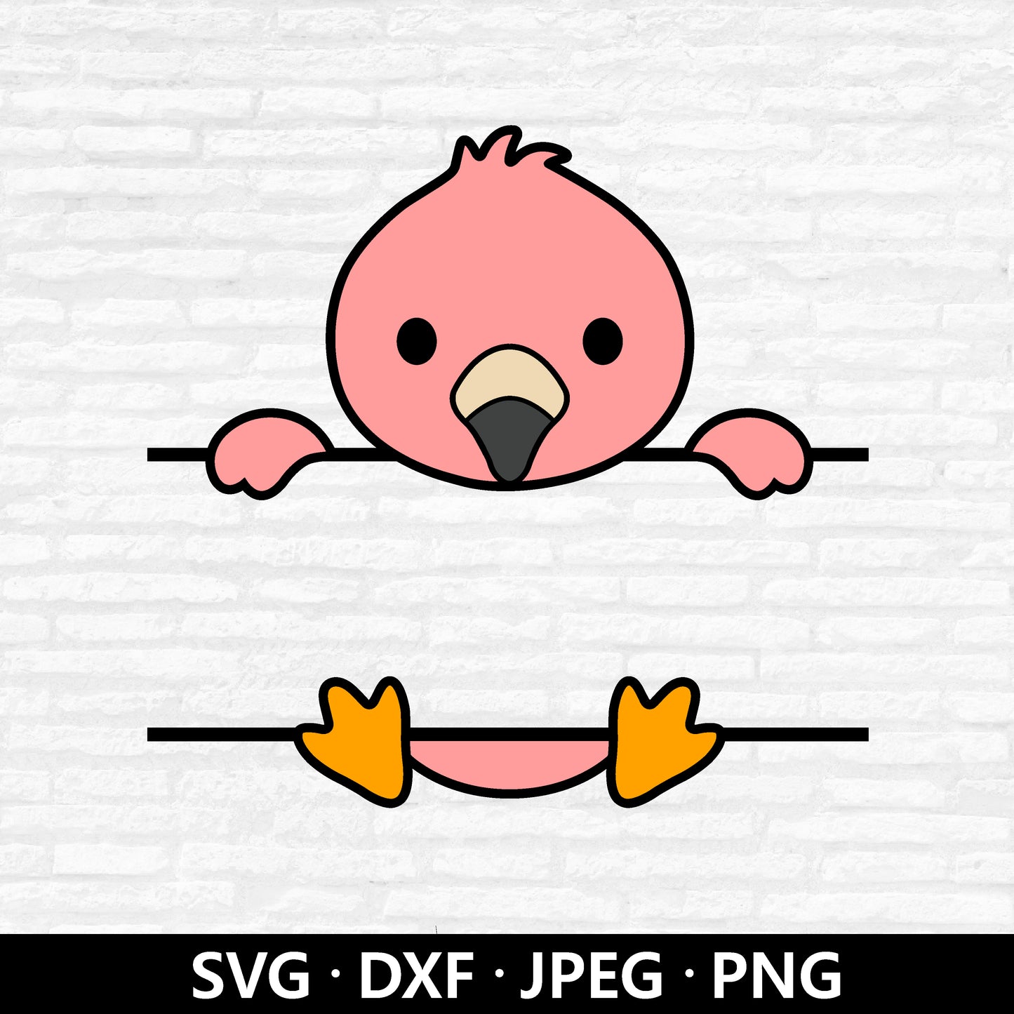 Flamingo Monogram SVG, Flamingo Clipart, Cute Animal Split monogram PNG, Pink Flamingo Vector Files, Flamingo Cutting Files Digital Download