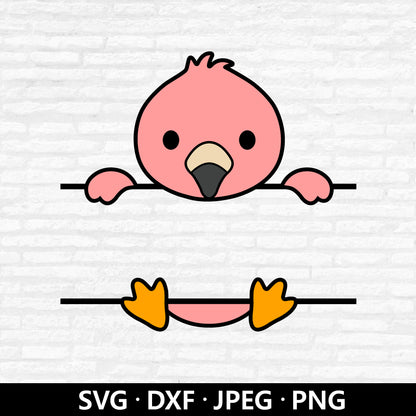 Flamingo Monogram SVG, Flamingo Clipart, Cute Animal Split monogram PNG, Pink Flamingo Vector Files, Flamingo Cutting Files Digital Download