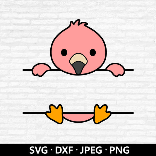 Flamingo Monogram SVG, Flamingo Clipart, Cute Animal Split monogram PNG, Pink Flamingo Vector Files, Flamingo Cutting Files Digital Download