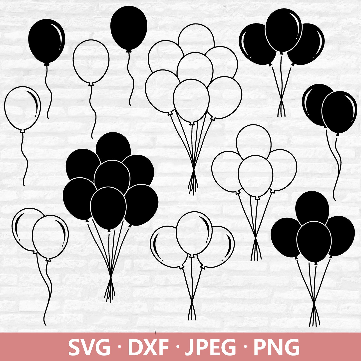 Balloons svg bundle, Balloon Outline Vector, Balloons Clipart, Balloon Birthday Party Celebration PNG, Ballon Cut files Digital Download