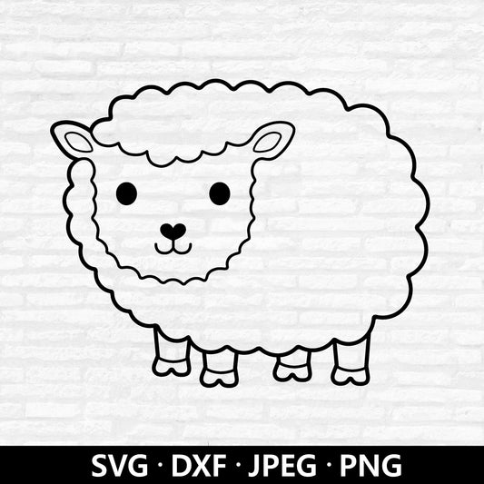 Sheep Outline SVG, Farm Animals Vector, Cute Baby Sheep Dxf, Lamb Coloring Page, Sheep Clipart, Kids Shirt, Sheep Cut files Digital Download