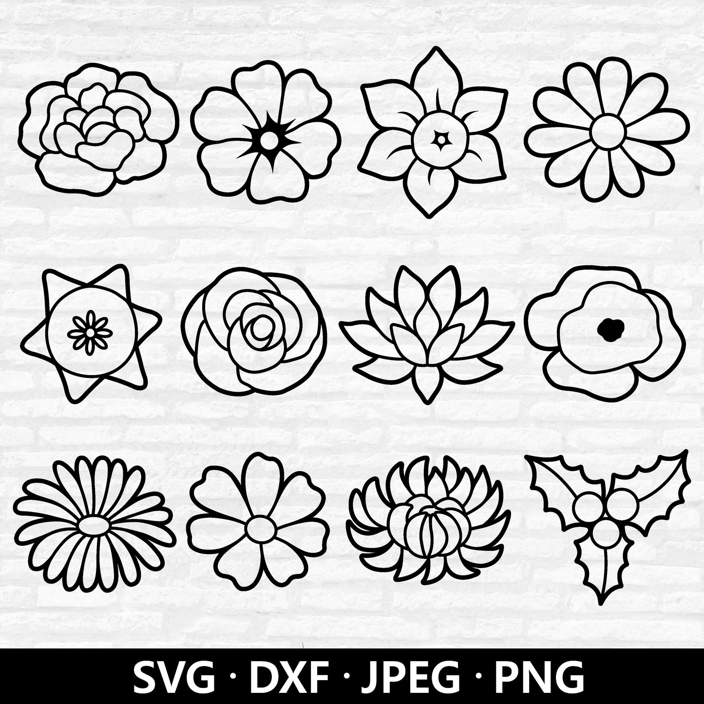 Flowers SVG, Birth Month Flower Svg, Flower Svg Bundle, Botanical PNG, Floral Clipart, Wildflower DXF, Birthday Flower Svg Digital Download