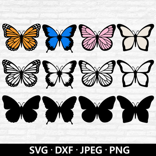 Butterfly SVG Bundle , Layered Butterfly Dxf, Butterflies Vector, Butterfly Outline Clipart, Monarch Butterfly Cut File Digital Download