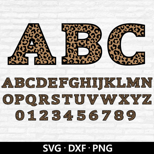 Leopard Print Alphabet SVG, Leopard Letters DXF, Leopard Pattern Alphabet PNG, Leopard Numbers, Leopard letter Cut files Digital Download