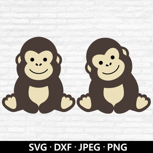 Cute Gorilla SVG, Safari animals Svg, Kids Gorilla shirt PNG, Baby Shower svg, Gorilla Clipart, Gorilla Layered cut files Digital Download