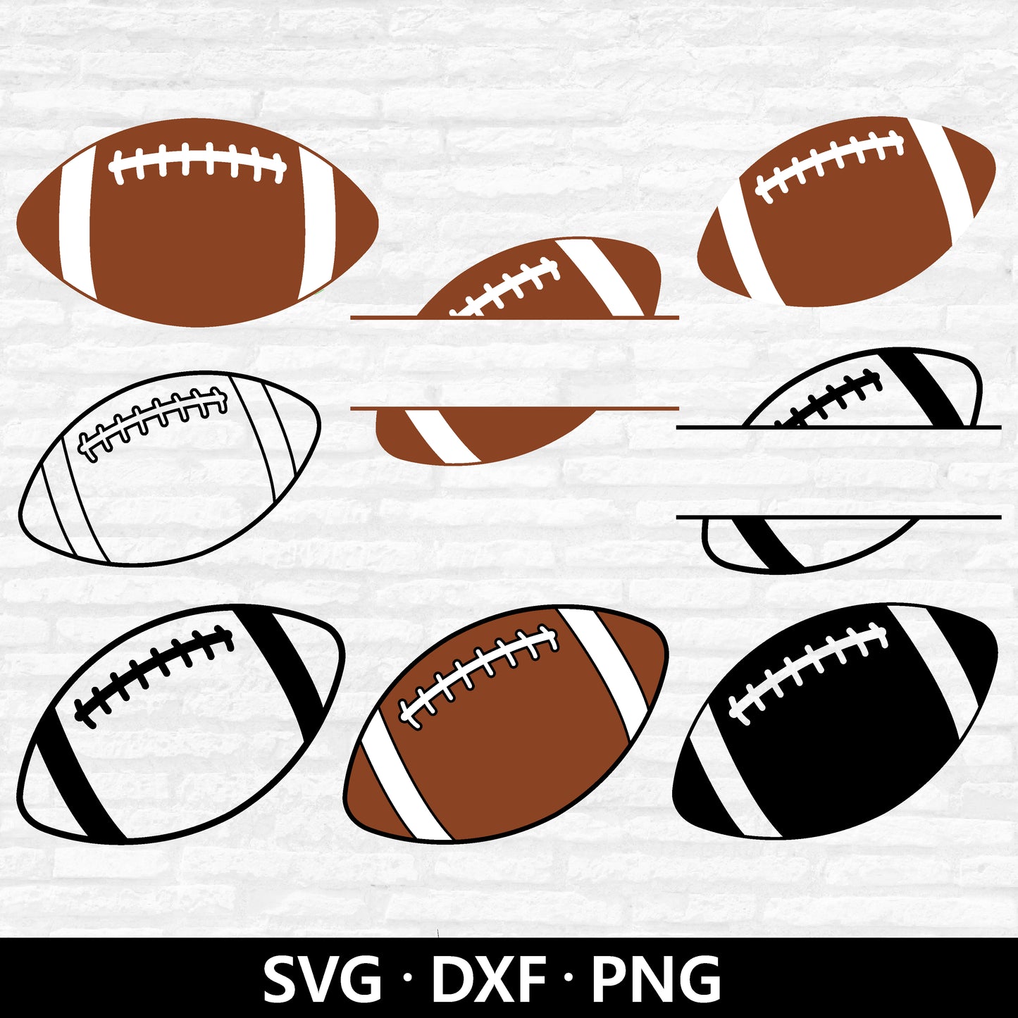 FootBall SVG, Football Outline Vector, Football svg bundle, Football Split Monogram, Sports Clipart, Football Cut files Digital Download