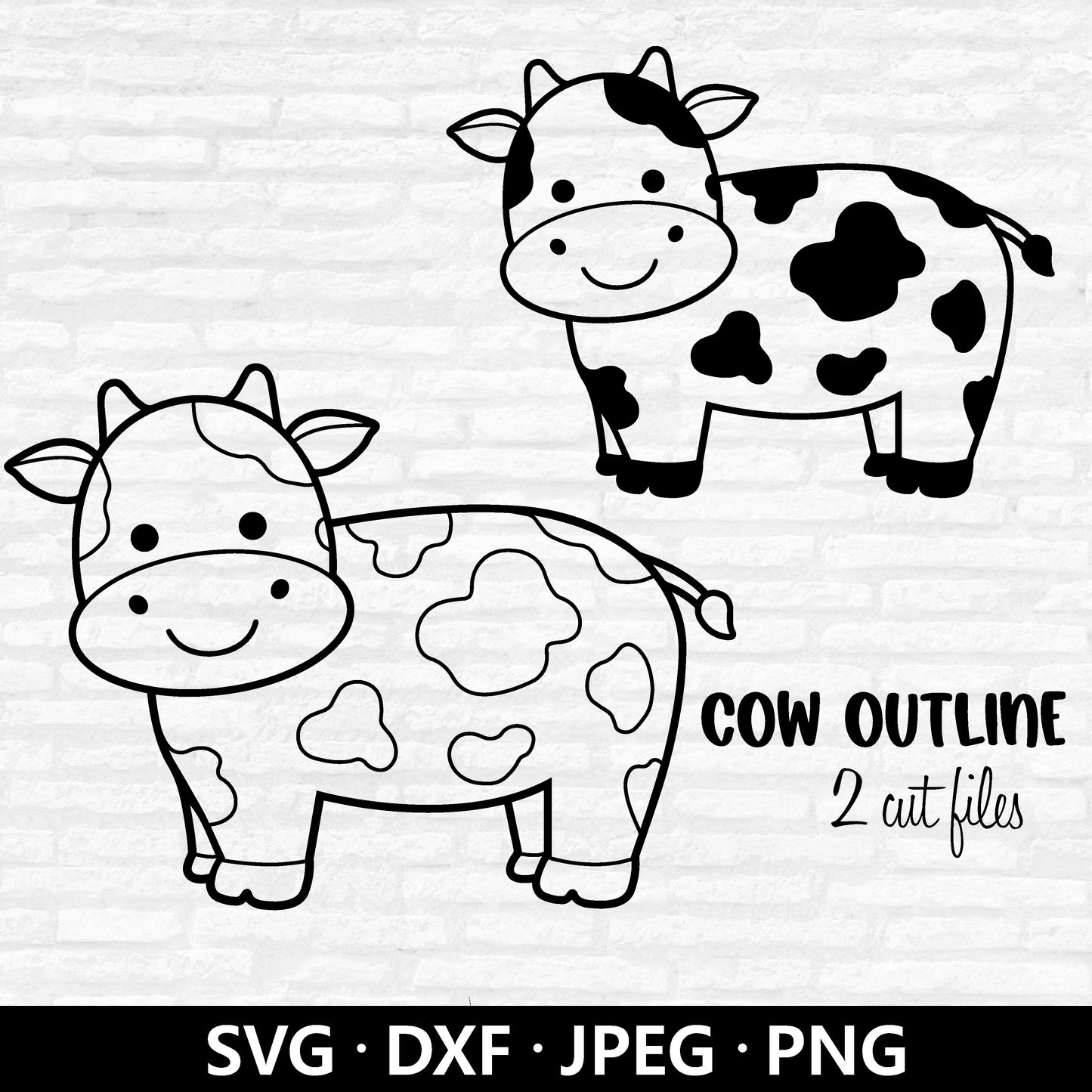 Cow Outline SVG, Baby Cow Vector, Cow DXF, Animal Coloring Page, Cartoon Cow Clipart, Farm animals SVG, Cow Cut files Digital Download