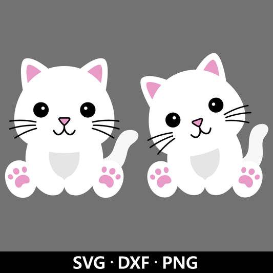 Cute Cat SVG, Kitten Dxf, Baby cat PNG, Nursery Kids Animal Clipart, Baby Shower, Cat Lover, Kitten Vector, Cat Cut files Digital Download