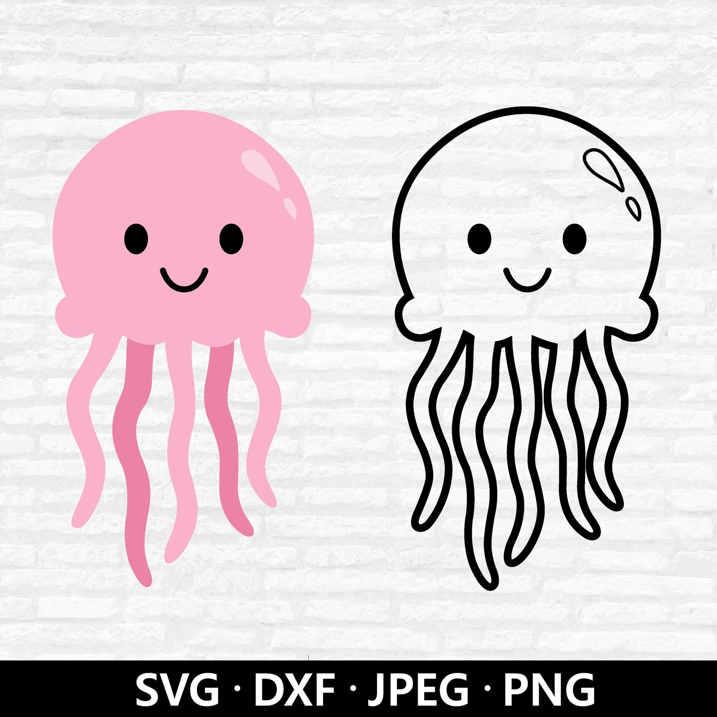 Cute Jellyfish SVG, Sea Animals, Jellyfish Clipart, Baby Shower PNG, Jellyfish Outline, Ocean Marine Beach Animal Cut files Digital Download