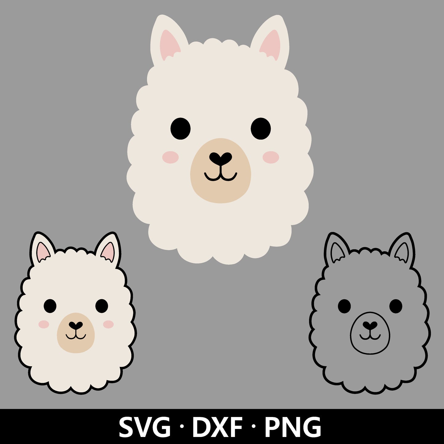 Llama Face SVG, Llama Head DXF, Cute Llama PNG, Llama Clipart, Llama Face Vector, Animal Baby Shirt,  Llama cut files Digital Download