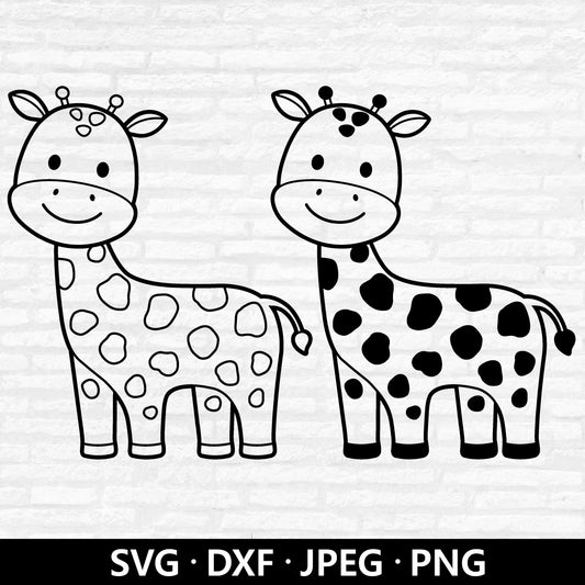 Giraffe Outline SVG, Giraffe Vector, Safari Animals Clipart, Cute Baby Giraffe Dxf files, Nursery Zoo Animal Cut files Digital Download