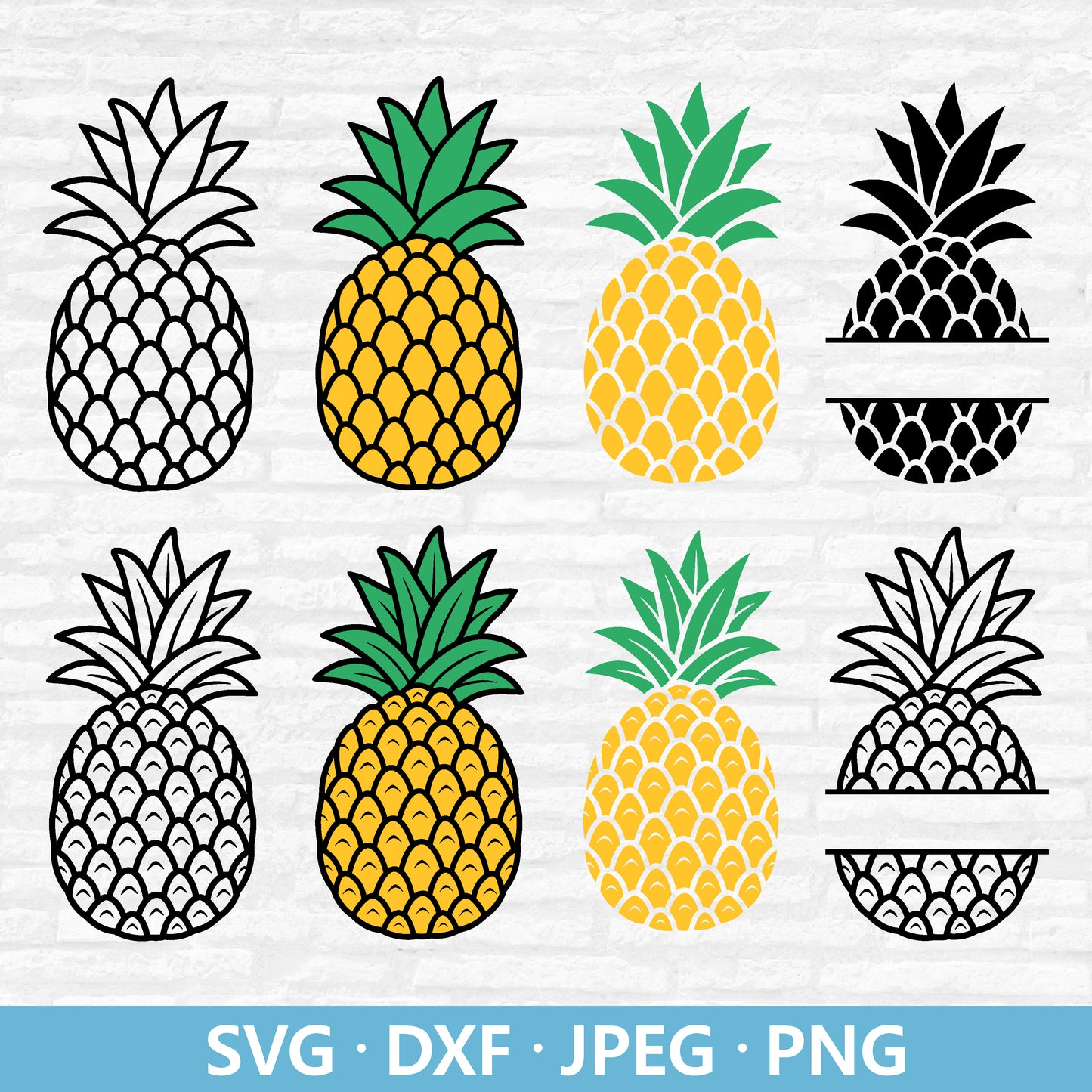 Pineapple SVG Bundle, Pineapple Split monogram Svg, Summer Fruits Clipart, Layered file, Tropical Svg, Pineapple Cut files Digital Download