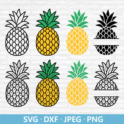 Pineapple SVG Bundle, Pineapple Split monogram Svg, Summer Fruits Clipart, Layered file, Tropical Svg, Pineapple Cut files Digital Download