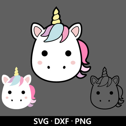 Unicorn Face SVG, Unicorn Vector, Unicorn Head, Cute Boy Girl Kids Unicorn Clipart, Baby Shower svg, Unicorn Cut files Digital Download