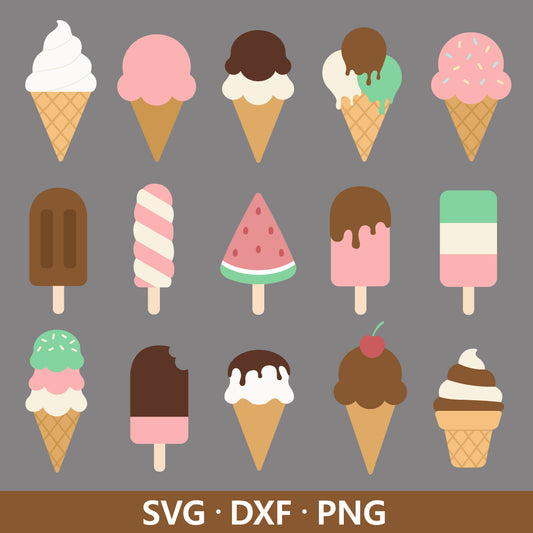 Icecream SVG, Ice Cream Cone Clipart, Sweet Ice Cream Vector, Icecream bundle svg, Summer Icon, Dessert Ice Cream cut files Digital Download