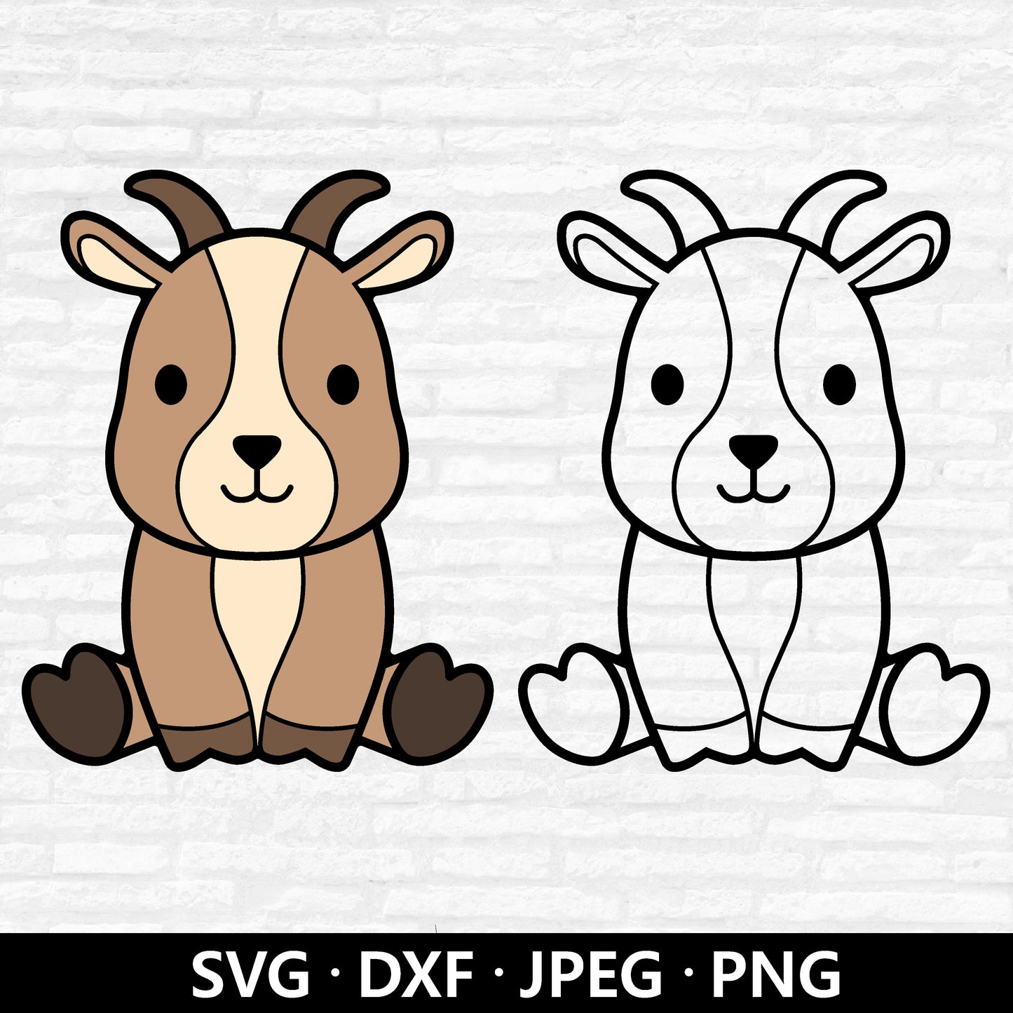 Cute Goat Svg, Goat Outline Vector, Goat Svg Bundle, Farmhouse Clipart, Cute Kids Animal Shirt SVG, Baby Goat Cut files Digital Download