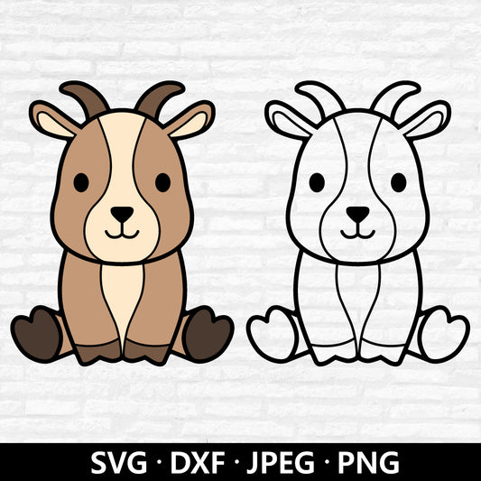 Cute Goat Svg, Goat Outline Vector, Goat Svg Bundle, Farmhouse Clipart, Cute Kids Animal Shirt SVG, Baby Goat Cut files Digital Download