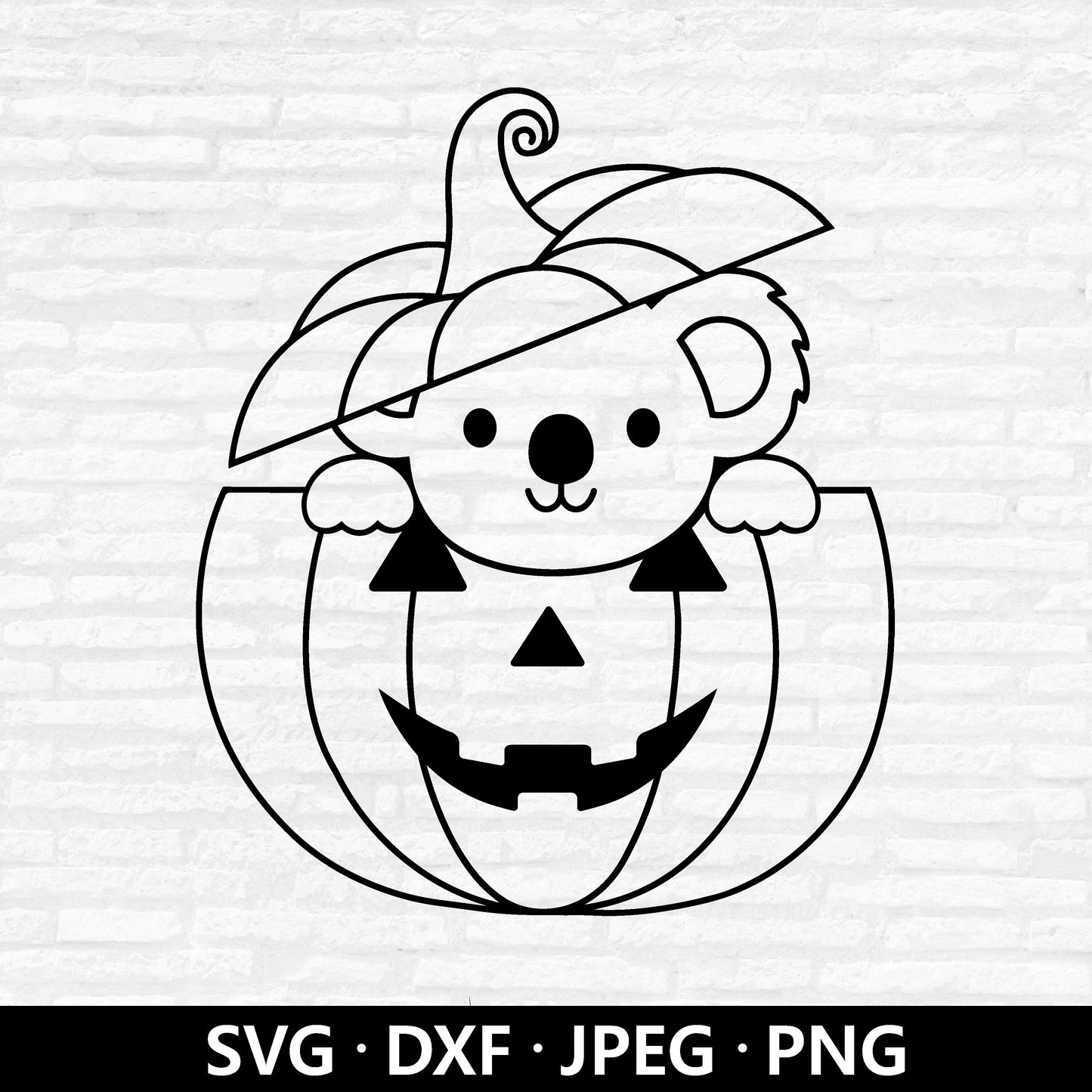 Halloween Koala Outline SVG, Pumpkin SVG, Cute koala Clipart, Halloween shirt Svg, Halloween Pumpkin Cutting files Digital download