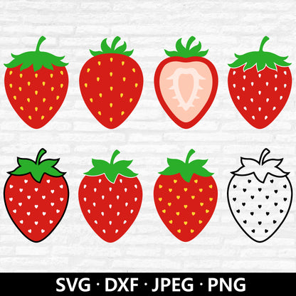 Strawberry SVG, Fruits Vector, Strawberry Bundle PNG files, Strawberries DXF, Strawberry Clipart, Strawberry Cut Files Digital download