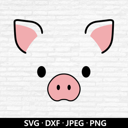 Cute Pig Face SVG, Pig Clipart, Nursery Animal Face SVG, Pig Face Vector, Baby Kids Pig Shirt PNG, Pig Cut Files Digital Download
