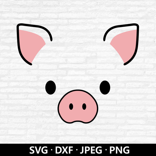 Cute Pig Face SVG, Pig Clipart, Nursery Animal Face SVG, Pig Face Vector, Baby Kids Pig Shirt PNG, Pig Cut Files Digital Download