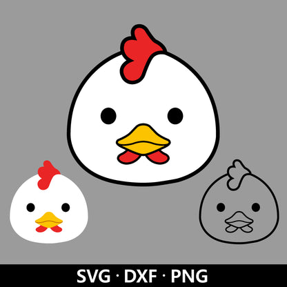 Chicken Face SVG, Chicken PNG, Cute Chick Clipart, Animal Face Dxf file, Baby animal Vector, Farmhouse Chicken Cut files Digital Download