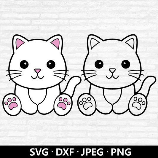 Cat SVG, Cute cat cutting file, Baby Cat SVG, Kitten Clipart, Baby kids shirt png, cat vector, Cat outline, Cat Cut files Digital Download