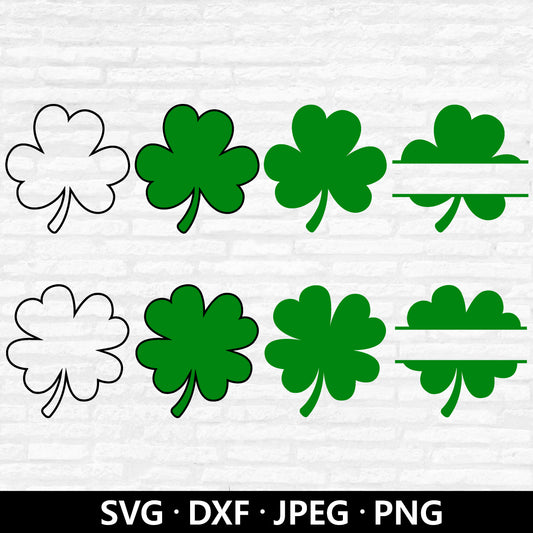 Clover bundle SVG, Saint Patricks Day Clipart, Shamrock Vector, Clover Leaf DXF, Shamrock Name Frame PNG, Clover Cut files Digital Download