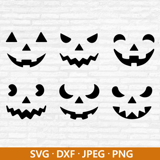 Pumpkin Face Bundle Svg files, Halloween SVG, Spooky design clipart, Halloween Pumpkin Face SVG, Spooky season Cutting File Digital Download