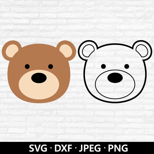 Cute Bear Face SVG, Cute Bear SVG. Baby Bear SVG, Baby Shower Shirt, Cricut cut files, Bear layered files, Bear outline svg, Bear clipart