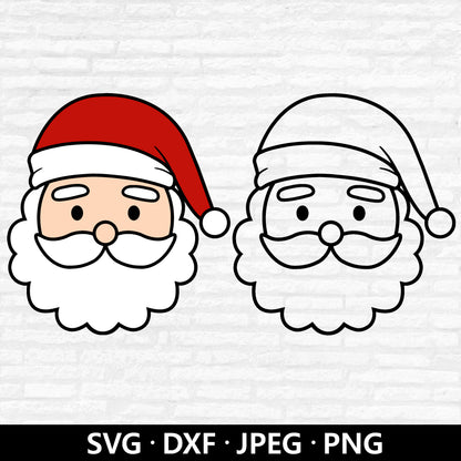 Santa Claus Face SVG, Cute Santa layered cut file, Funny Santa Head Clipart, Christmas Xmas Holiday Winter Kids Shirt Digital Download