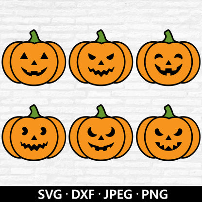 Pumpkin Face Bundle Svg files, Halloween design SVG, Spooky season clipart, Halloween Pumpkin Face Cutting Files Digital Download